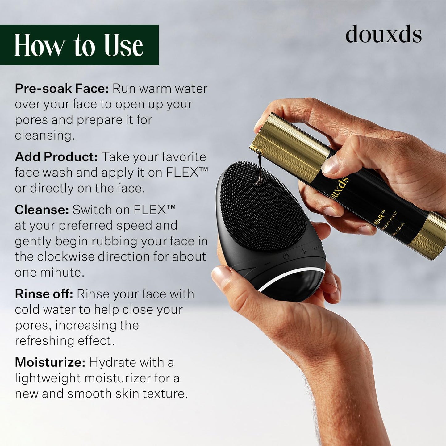 Flex™ Pro Vibrating Face Brush, Electric Face Scrubber, Face Scrubber for Men, Flex™ Face Brush, Men'S Skin Care, Powerful Sonic Technology, Removes Dark Marks and Bumps, Acne Treatment