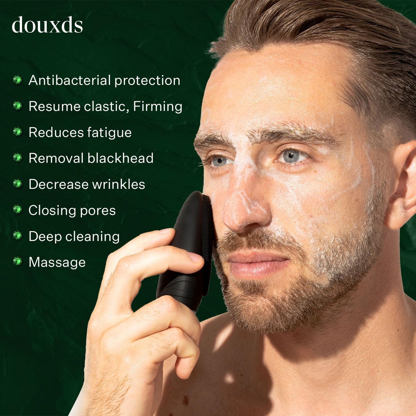 Flex™ Pro Vibrating Face Brush, Electric Face Scrubber, Face Scrubber for Men, Flex™ Face Brush, Men'S Skin Care, Powerful Sonic Technology, Removes Dark Marks and Bumps, Acne Treatment